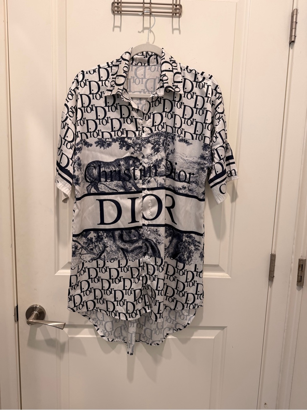 Christian Dior Toile de Jouy Short Sleeve Button-Down
Shirt Size M